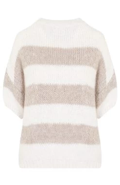 Gebreide Top Gestreept Ecru Taupe -Kleding Promotie Winkel Gebreide Top Gestreept Ecru Taupe 586x900 1