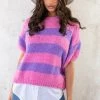Gebreide Top Gestreept Paars Roze -Kleding Promotie Winkel Gebreide Top Gestreept Paars Roze 2 1 586x900 1