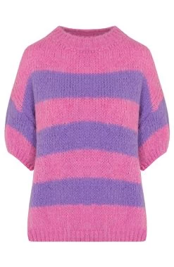 Gebreide Top Gestreept Paars Roze -Kleding Promotie Winkel Gebreide Top Gestreept Paars Roze 2 586x900 1
