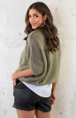 Gebreide Top Korte Mouwen Oversized Army -Kleding Promotie Winkel Gebreide Top Korte Mouwen Oversized Army 4 586x900 1