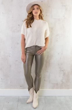 Gebreide Top Korte Mouwen Oversized Ecru -Kleding Promotie Winkel Gebreide Top Korte Mouwen Oversized Ecru 3 586x900 1