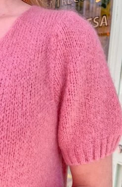 Gebreide Top V-hals Dust Roze -Kleding Promotie Winkel Gebreide Top V hals Dust Roze 1 586x900 1