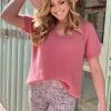 Gebreide Top V-hals Dust Roze -Kleding Promotie Winkel Gebreide Top V hals Dust Roze 3 586x900 2