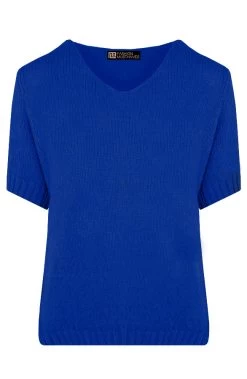 Gebreide Top V-hals Kobalt -Kleding Promotie Winkel Gebreide Top V hals Kobalt 586x900 1