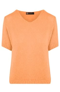 Gebreide Top V-hals Light Peach -Kleding Promotie Winkel Gebreide Top V hals Light Peach 586x900 1