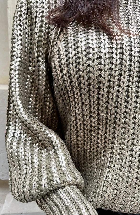 Gebreide Trui Metallic Gold 8 Gebreide Trui Metallic Gold - Afbeelding 6