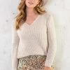 Gebreide V-hals Trui Beige -Kleding Promotie Winkel Gebreide V hals Trui Beige 4 586x900 1