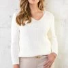 Gebreide V-hals Trui Ecru -Kleding Promotie Winkel Gebreide V hals Trui Ecru 4 586x900 1