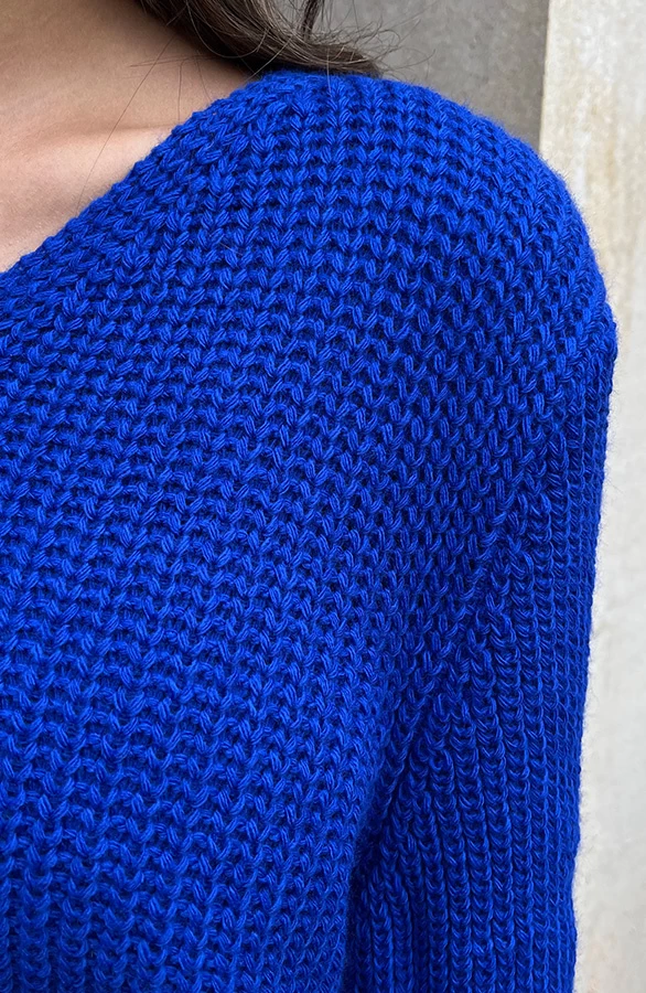 Gebreide V-hals Trui Kobalt 8 Gebreide V-hals Trui Kobalt - Afbeelding 6