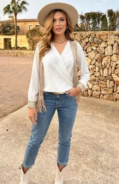 Gehaakt Gilet Fringe Lurex Goud -Kleding Promotie Winkel Gehaakt Gilet Fringe Lurex Goud 1 586x900 1