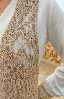 Gehaakt Gilet Fringe Lurex Goud -Kleding Promotie Winkel Gehaakt Gilet Fringe Lurex Goud close 586x900 1