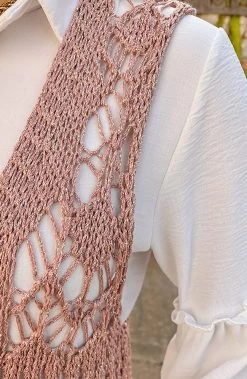 Gehaakt Gilet Fringe Lurex Rose Goud -Kleding Promotie Winkel Gehaakt Gilet Fringe Lurex Rose Goud close 586x900 1