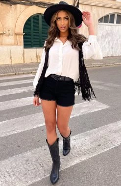 Gehaakt Gilet Fringe Zwart -Kleding Promotie Winkel Gehaakt Gilet Fringe Zwart 5 586x900 1