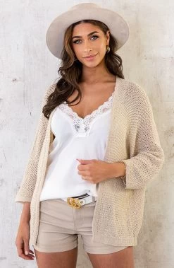 Gehaakt Vest Basic Beige