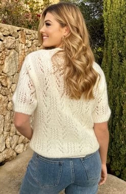 Gehaakte Korte Mouwen Top Ecru -Kleding Promotie Winkel Gehaakte Korte Mouwen Top Ecru 3 586x900 1