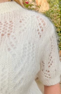 Gehaakte Korte Mouwen Top Ecru -Kleding Promotie Winkel Gehaakte Korte Mouwen Top Ecru 586x900 1