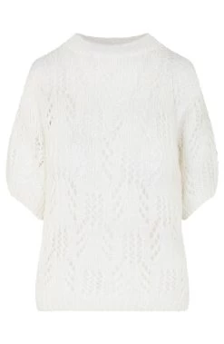 Gehaakte Korte Mouwen Top Ecru -Kleding Promotie Winkel Gehaakte Korte Mouwen Top Ecru 586x900 2