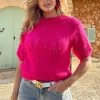 Gehaakte Korte Mouwen Top Fuchsia -Kleding Promotie Winkel Gehaakte Korte Mouwen Top Fuchsia 1 586x900 1