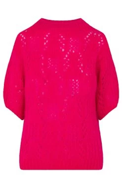 Gehaakte Korte Mouwen Top Fuchsia -Kleding Promotie Winkel Gehaakte Korte Mouwen Top Fuchsia 586x900 2