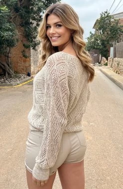 Gehaakte Lurex Top Longsleeve Beige Goud -Kleding Promotie Winkel Gehaakte Lurex Top Longsleeve Beige Goud 9 586x900 1