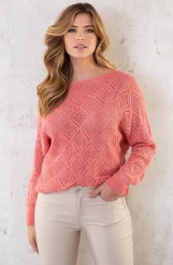 Musthave Deal Gehaakte Lurex Top Longsleeve -Kleding Promotie Winkel Gehaakte Lurex Top Longsleeve Koraal 4 586x900 2