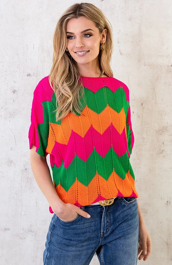 Gehaakte Trui Zigzag Multicolor 5 Gehaakte Trui Zigzag Multicolor - Afbeelding 3