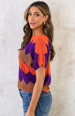 Gehaakte Trui Zigzag Paars Oranje -Kleding Promotie Winkel Gehaakte trui Zigzag Paars Oranje 2 586x900 2