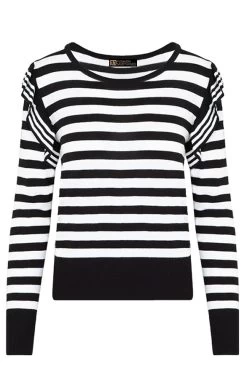 Gestreepte Ruffle Top Zwart Wit -Kleding Promotie Winkel Gestreepte Ruffle Top Zwart Wit 8 586x900 1