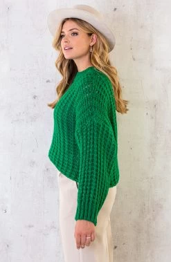 Grofgebreide Oversized Trui Bright Green -Kleding Promotie Winkel Grofgebreide Oversized Trui Bright Green 1 586x900 1