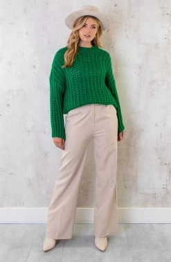 Grofgebreide Oversized Trui Bright Green -Kleding Promotie Winkel Grofgebreide Oversized Trui Bright Green 4 586x900 1