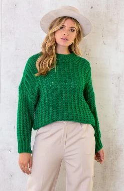 Grofgebreide Oversized Trui Bright Green