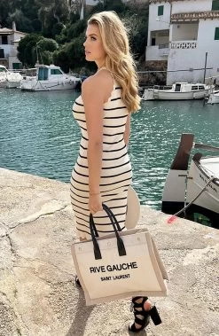 Halter Jurk Gestreept Ecru 15 Halter Jurk Gestreept Ecru -Kleding Promotie Winkel Halter Jurk Gestreept Ecru 3 586x900 1