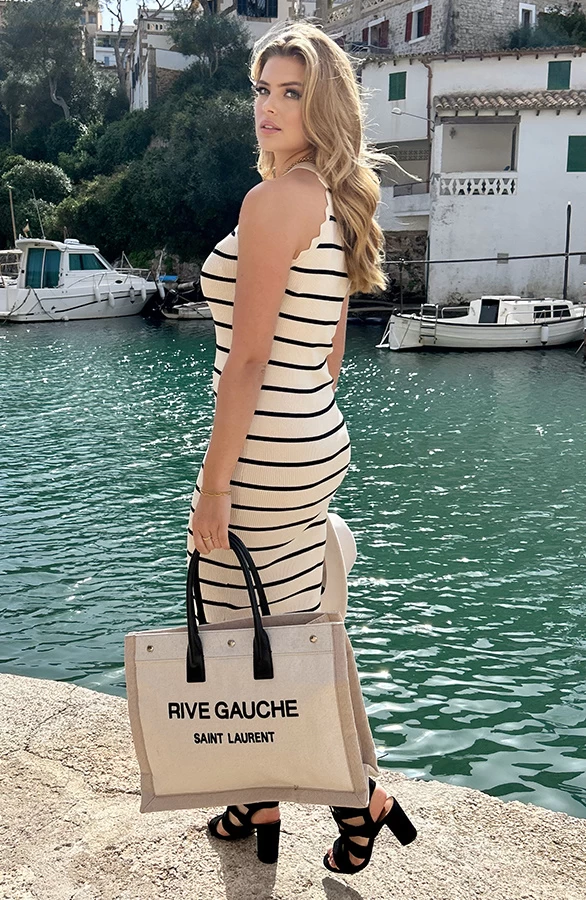 Halter Jurk Gestreept Ecru 7 Halter Jurk Gestreept Ecru - Afbeelding 5