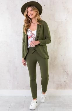 Basic Blazer Army 23 Basic Blazer Army -Kleding Promotie Winkel Happy Hour Deal Dames Pak Army 4 586x900 1