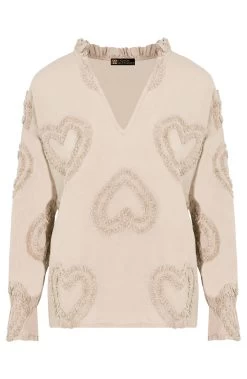 Hartjes Blouse Beige -Kleding Promotie Winkel Hartjes Blouse Beige 586x900 1