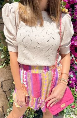 Aztec Multicolor Skort -Kleding Promotie Winkel Hartjes Knitted Pofmouwen Top Beige 2 586x900 1