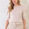 Hartjes Knitted Pofmouwen Top Beige -Kleding Promotie Winkel Hartjes Knitted Pofmouwen Top Beige 3 1 586x900 1
