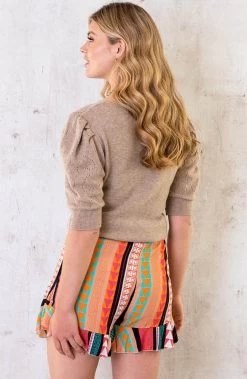 Aztec Skort Black -Kleding Promotie Winkel Hartjes Knitted Pofmouwen Top Taupe 586x900 1