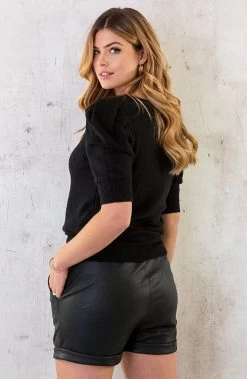 Hartjes Knitted Pofmouwen Top Zwart 16 Hartjes Knitted Pofmouwen Top Zwart -Kleding Promotie Winkel Hartjes Knitted Pofmouwen Top Zwart 1 586x900 1