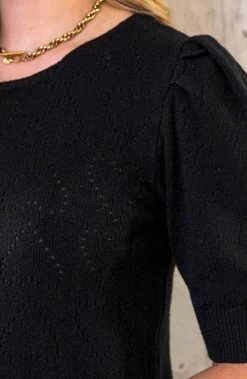 Hartjes Knitted Pofmouwen Top Zwart 21 Hartjes Knitted Pofmouwen Top Zwart -Kleding Promotie Winkel Hartjes Knitted Pofmouwen Top Zwart 3 1 586x900 1