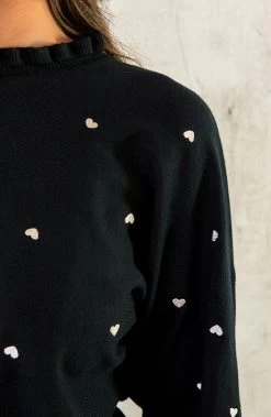 Hartjes Ruffle Trui Zwart Goud -Kleding Promotie Winkel Hartjes Ruffle Trui Zwart Goud 586x900 1