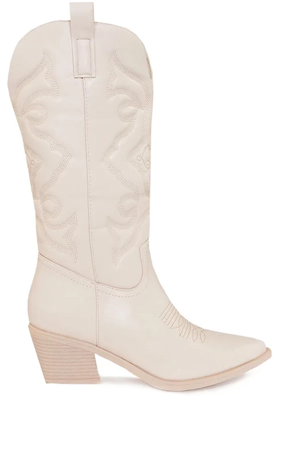 Hoge Cowboyboots Beige 3 Hoge Cowboyboots Beige