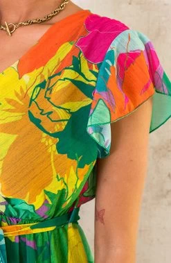 Jungle Print Ruffle Jurkje Multicolor -Kleding Promotie Winkel Jungle Print Ruffle Jurkje Multicolor 4 586x900 1