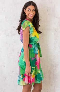 Jungle Print Ruffle Jurkje Multicolor -Kleding Promotie Winkel Jungle Print Ruffle Jurkje Multicolor 5 586x900 1