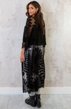 Kanten Kimono Boho Zwart -Kleding Promotie Winkel Kanten Kimono Boho Zwart 1 586x900 2