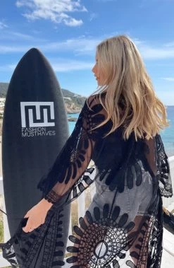 Kanten Kimono Boho Zwart -Kleding Promotie Winkel Kanten Kimono Boho Zwart 2 586x900 1