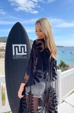 Kanten Kimono Boho Zwart -Kleding Promotie Winkel Kanten Kimono Boho Zwart 3 586x900 1