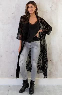 Kanten Kimono Boho Zwart -Kleding Promotie Winkel Kanten Kimono Boho Zwart 3 586x900 2