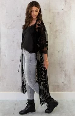 Kanten Kimono Boho Zwart -Kleding Promotie Winkel Kanten Kimono Boho Zwart 5 586x900 1