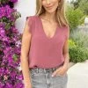 Kanten V-hals Top Milaan Dust Roze -Kleding Promotie Winkel Kanten V hals Top Milaan Dust Roze 3 586x900 1